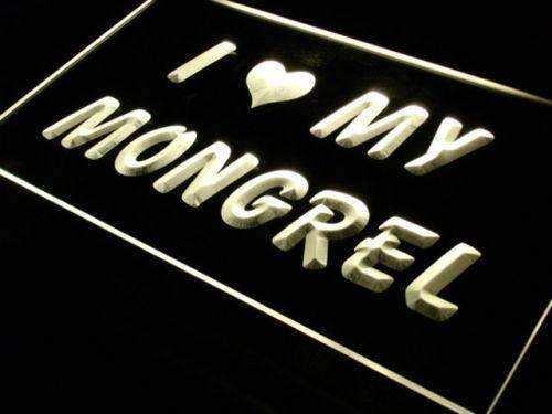 I Love My Mongrel LED Light Sign - LED Gift Works