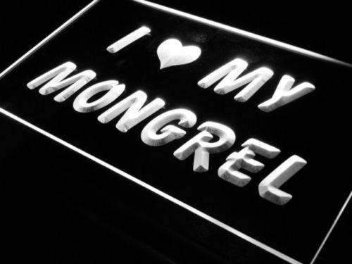 I Love My Mongrel LED Light Sign - LED Gift Works