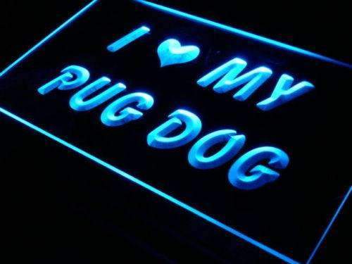 I Love My Pug Dog LED Light Sign - LED Gift Works