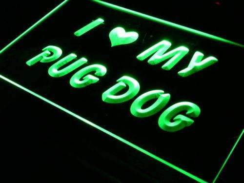I Love My Pug Dog LED Light Sign - LED Gift Works