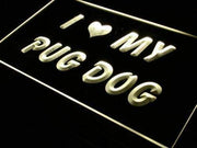 I Love My Pug Dog LED Light Sign - LED Gift Works