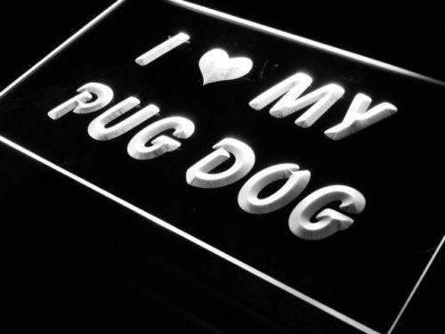 I Love My Pug Dog LED Light Sign - LED Gift Works