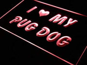 I Love My Pug Dog LED Light Sign - LED Gift Works