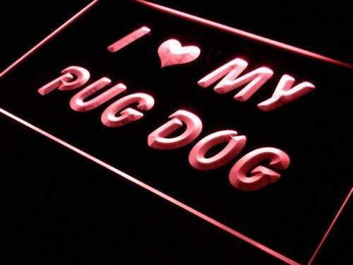 I Love My Pug Dog LED Light Sign - LED Gift Works
