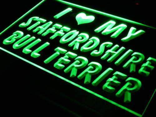 I Love My Staffordshire Bull Terrier LED Light Sign - Way Up Gifts