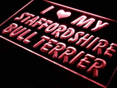 I Love My Staffordshire Bull Terrier LED Light Sign - Way Up Gifts