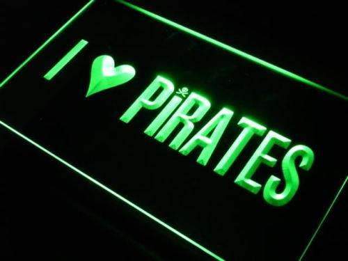 I Love Pirates LED Light Sign - LED Gift Works