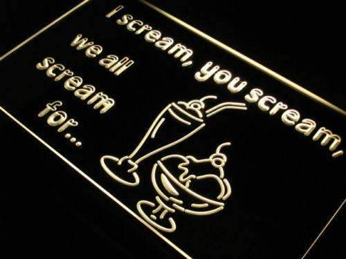 I Scream You Scream Ice Cream LED Light Sign - LED Gift Works
