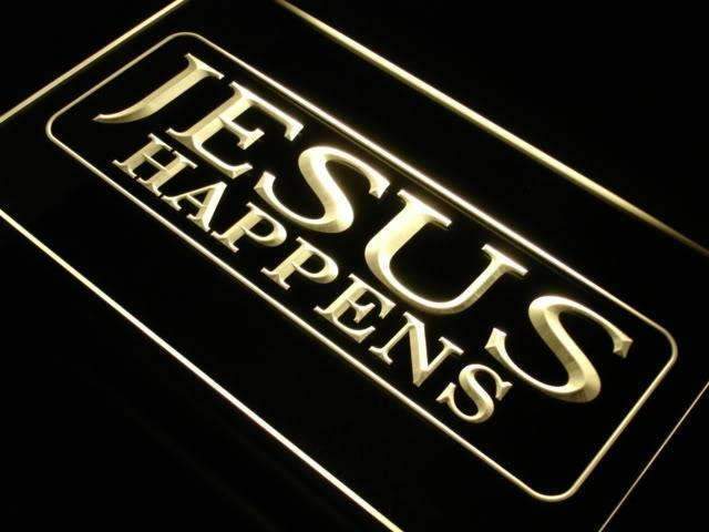 Jesus Happens LED Light Sign - Way Up Gifts