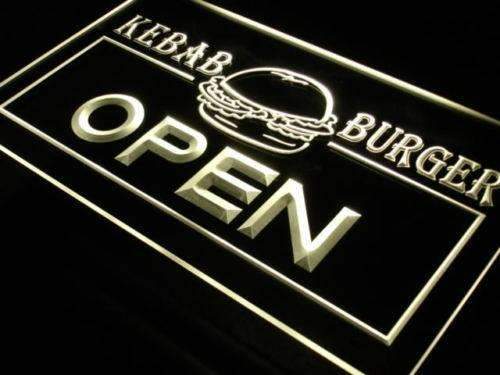 Kebab Burger Open LED Light Sign - LED Gift Works
