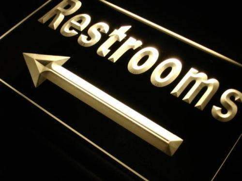 Left Arrow Restrooms LED Light Sign - Way Up Gifts