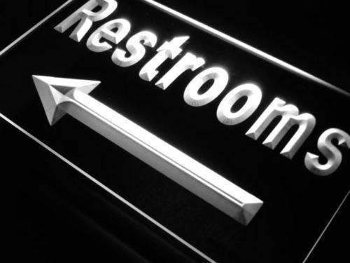 Left Arrow Restrooms LED Light Sign - Way Up Gifts