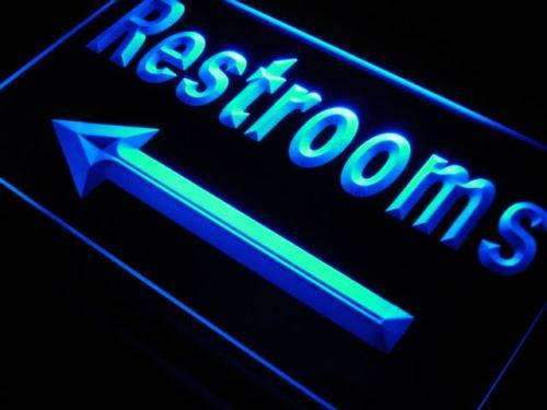 Left Arrow Restrooms LED Light Sign - Way Up Gifts