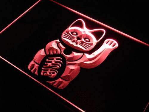 Maneki Neko Lucky Cat Charm LED Light Sign - LED Gift Works