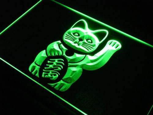 Maneki Neko Lucky Cat Charm LED Light Sign - Way Up Gifts