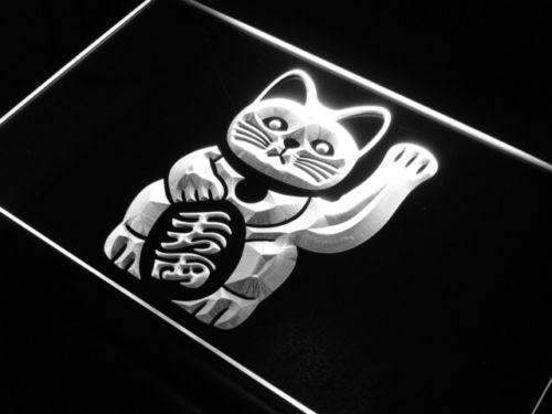 Maneki Neko Lucky Cat Charm LED Light Sign - Way Up Gifts