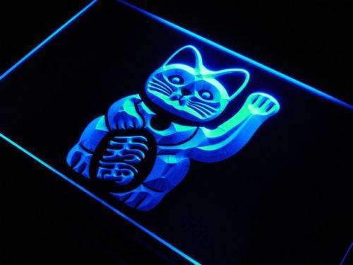 Maneki Neko Lucky Cat Charm LED Light Sign - Way Up Gifts
