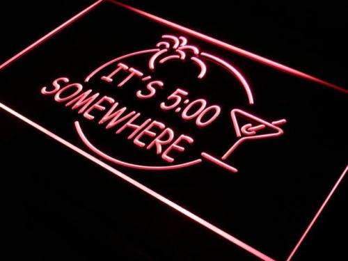 Margarita Its Five O Clock Somewhere LED Light Sign - LED Gift Works