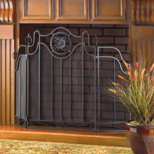 Italian Antique Style Iron Fireplace Screen - Way Up Gifts