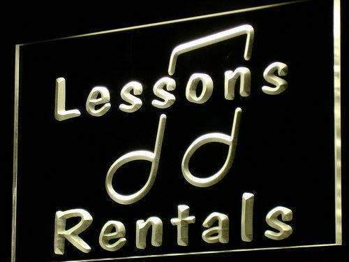 Music Instruments Lessons Rentals LED Light Sign - LED Gift Works
