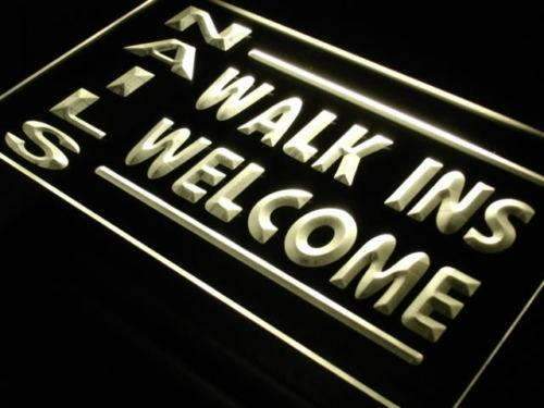 Nail Salon Walk Ins Welcome LED Light Sign - Way Up Gifts