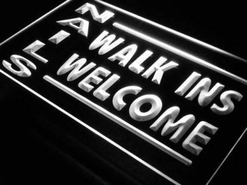 Nail Salon Walk Ins Welcome LED Light Sign - Way Up Gifts