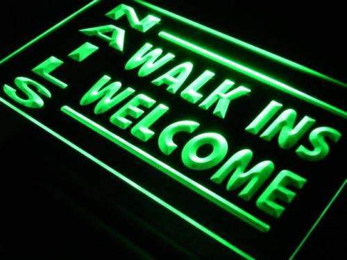 Nail Salon Walk Ins Welcome LED Light Sign - Way Up Gifts