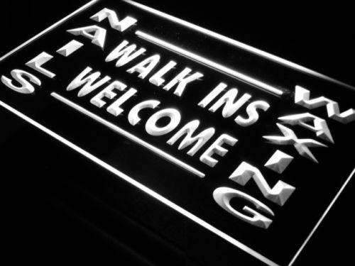 Nails Waxing Walk Ins Welcome LED Light Sign - Way Up Gifts