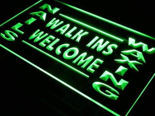 Nails Waxing Walk Ins Welcome LED Light Sign - Way Up Gifts
