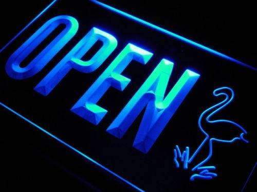 Open Flamingo Display LED Light Sign - LED Gift Works