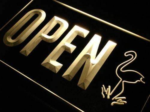 Open Flamingo Display LED Light Sign - LED Gift Works