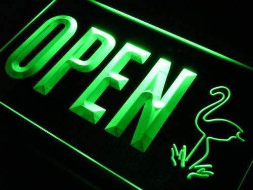 Open Flamingo Display LED Light Sign - Way Up Gifts