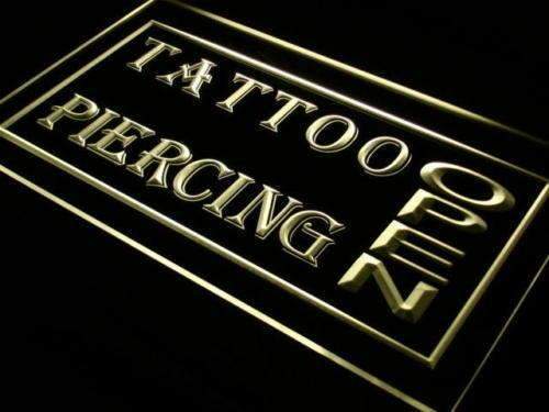 Open Tattoo Piercing LED Light Sign - LED Gift Works