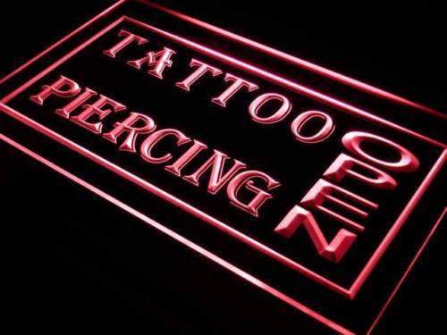 Open Tattoo Piercing LED Light Sign - LED Gift Works