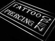 Open Tattoo Piercing LED Light Sign - LED Gift Works