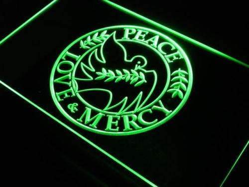 Peace Love Mercy LED Light Sign - LED Gift Works