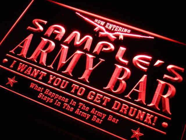 Personalized Army Bar LED Light Sign - Way Up Gifts