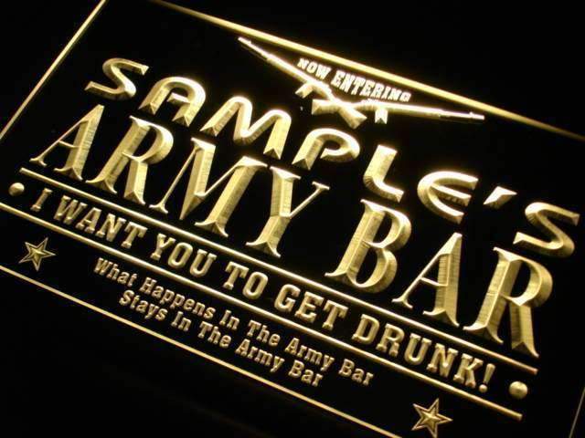 Personalized Army Bar LED Light Sign - Way Up Gifts