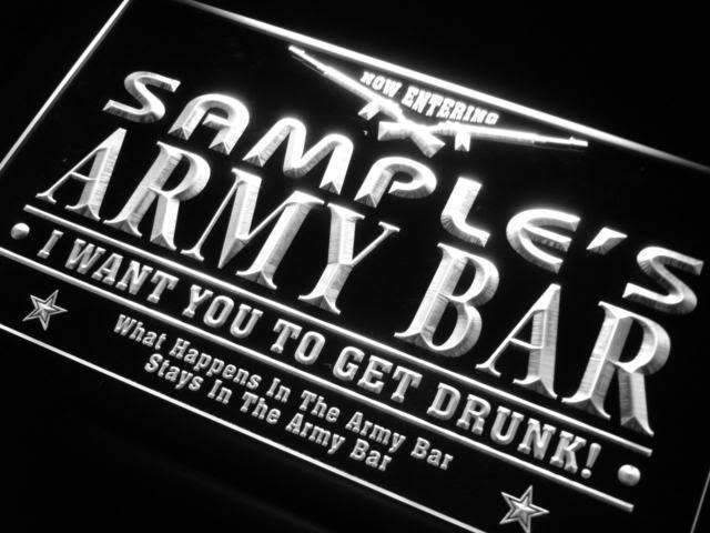 Personalized Army Bar LED Light Sign - Way Up Gifts