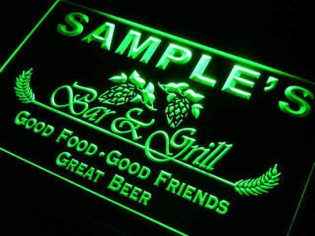 Personalized Bar and Grill Restaurant LED Light Sign - LED Gift Works