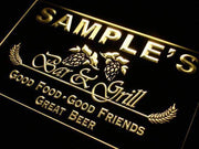 Personalized Bar and Grill Restaurant LED Light Sign - LED Gift Works