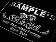 Personalized Bar and Grill Restaurant LED Light Sign - LED Gift Works