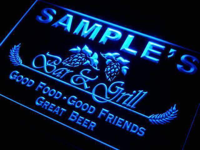 Personalized Bar and Grill Restaurant LED Light Sign - LED Gift Works