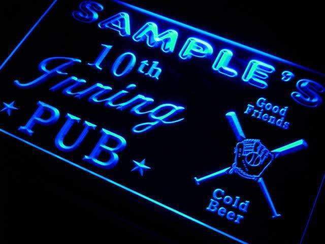 Personalized Baseball 10th Inning Pub LED Light Sign - Way Up Gifts