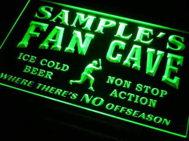 Personalized Baseball Fan Cave LED Light Sign - Way Up Gifts