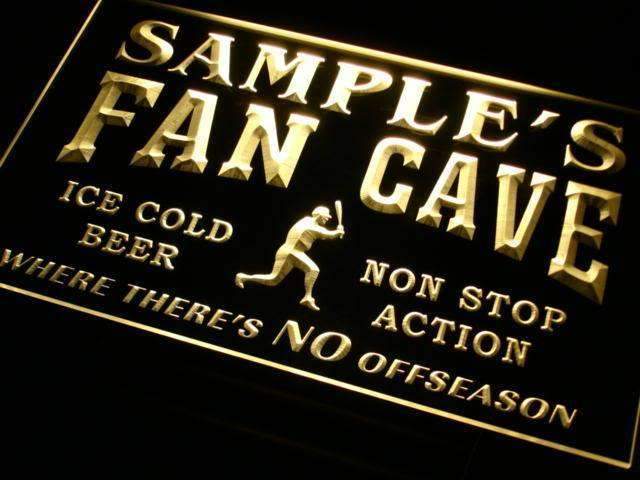 Personalized Baseball Fan Cave LED Light Sign - Way Up Gifts
