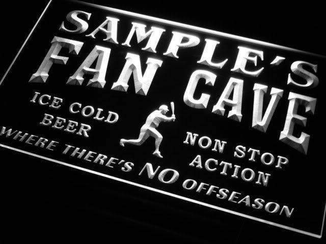 Personalized Baseball Fan Cave LED Light Sign - LED Gift Works