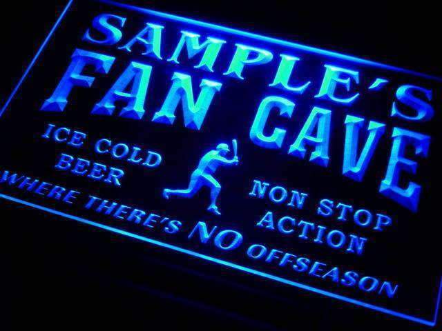 Personalized Baseball Fan Cave LED Light Sign - LED Gift Works