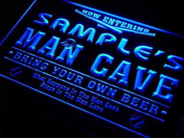 Personalized Baseball Man Cave LED Light Sign - LED Gift Works