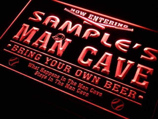 Personalized Baseball Man Cave LED Light Sign - LED Gift Works